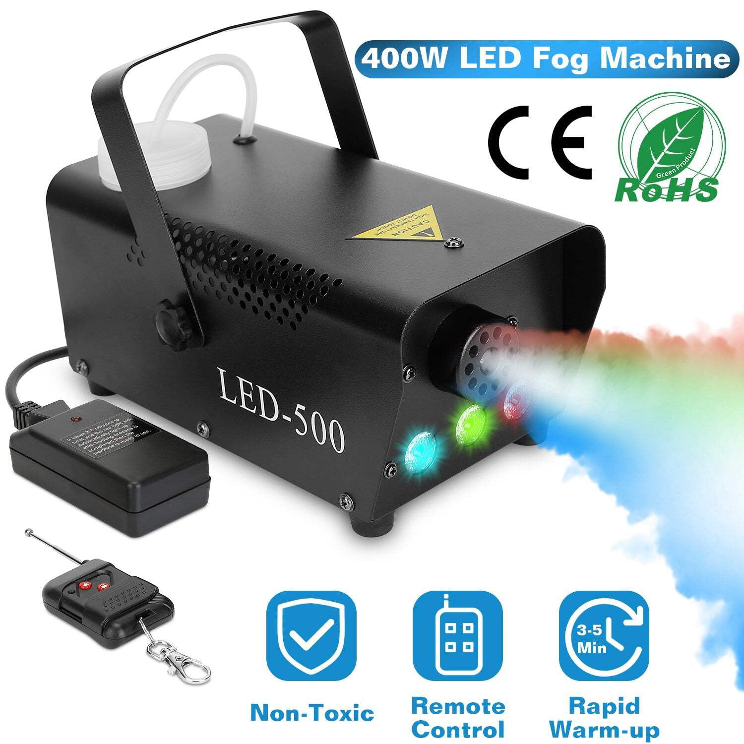 RGB LED Smoke Fog Machine with Remote Control, 400W