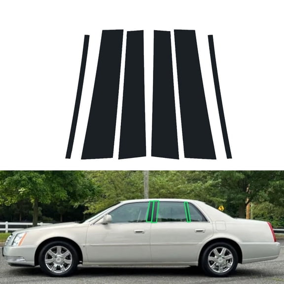 6pcs Glossy Black Pillar Posts Window Door Trim Covers For 00-11 Cadillac Deville/DTS