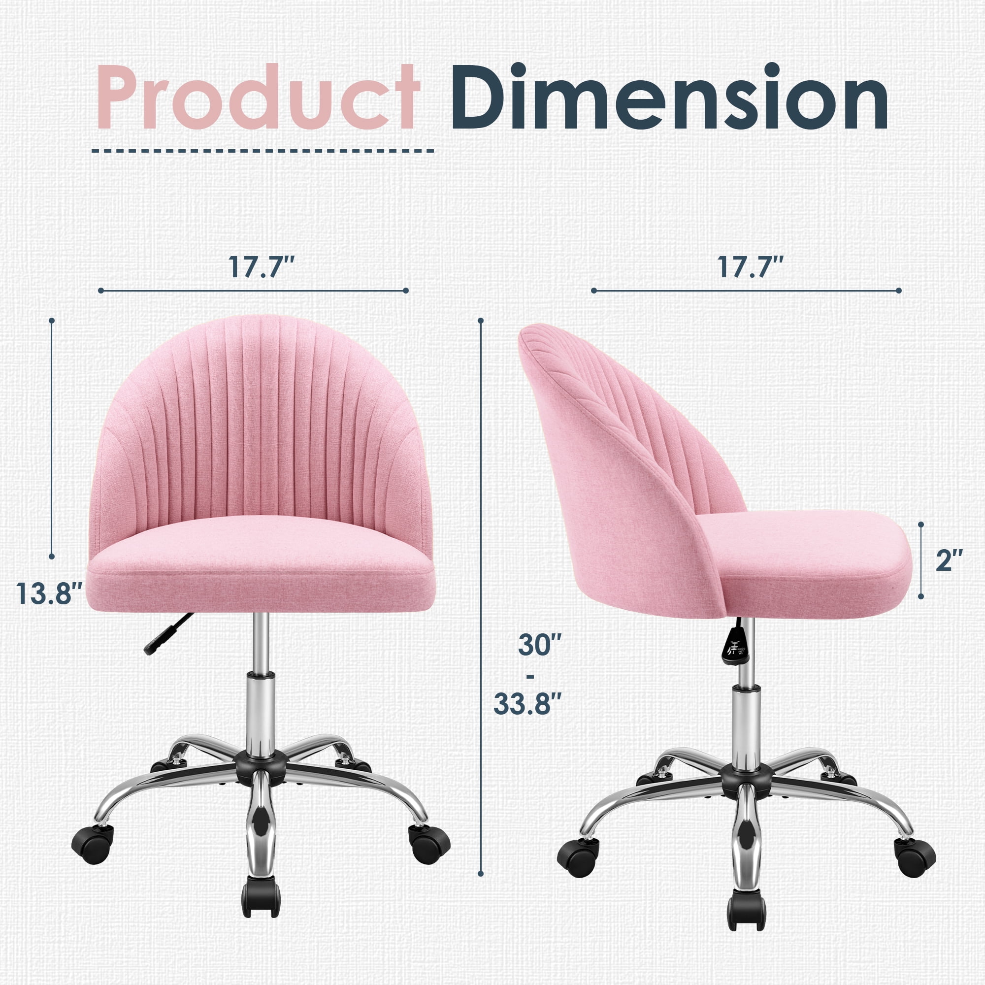 Furmax Indoor Skin Friendly Fabric 360 Degree Rotation Office Chair, Pink