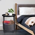 thumbnail image 2 of Round End Tables with Storage Basket, Metal Side Table Nightstand Small Bedside Table, Black, 2 of 15