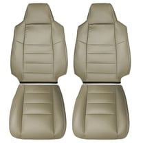 Molaner Driver & Passenger Side Bottom & Top Back Replacement Seat Covers Leather Brown fit for Ford F250 F350 2002-2007 Seat Cover Protector Cushion with Faux Leather Waterproof