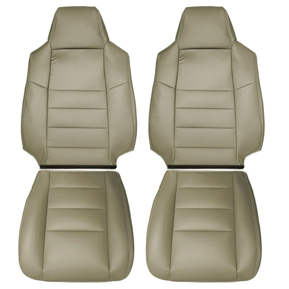 Molaner Driver & Passenger Side Bottom & Top Back Replacement Seat Covers Leather Brown fit for Ford F250 F350 2002-2007 Seat Cover Protector Cushion with Faux Leather Waterproof