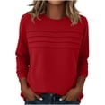 thumbnail image 2 of LIaqionyy Women Tops Long Sleeve Blouses Casual Crew Neck Pleated Tunic Shirts Loose Fashion Business Clothes, 2 of 5