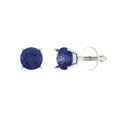thumbnail image 2 of 0.5 Ct Round Cut Studs Blue Tanzanite 14K White Solid Solid Gold Everyday Dainty Earrings Screw Back, 2 of 7