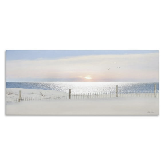 Stupell Industries Fence Along Shore Landscape Photography Gallery Wrapped Canvas Art Print Wall Art, 24 x 10
