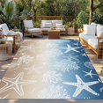 thumbnail image 2 of Blue Brown Ombre Coastal Outdoor Rug for Patio/Deck/Porch, Non-Slip Large Area Rug 6 x 9 Ft, Sea Nautical Summer Beach Starfish Coral Indoor Outdoor Rugs Washable Area Rugs, Camping Rug Carpet Runner, 2 of 8