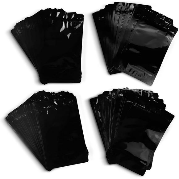 ReadyWise |100 Pieces | Food-Grade Black Mylar Bag |16 Ounce| for Long-Term Food Storage Up to 25 Years Resealable with Zipper 11" x 6.75" x 3"