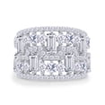thumbnail image 2 of 5.42 CT Princess, Baguette & Round Cut White Simulated Diamond Cluster Engagement Statement Ring For Women In 14K White Gold Plated 925 Sterling Silver -9, 2 of 8