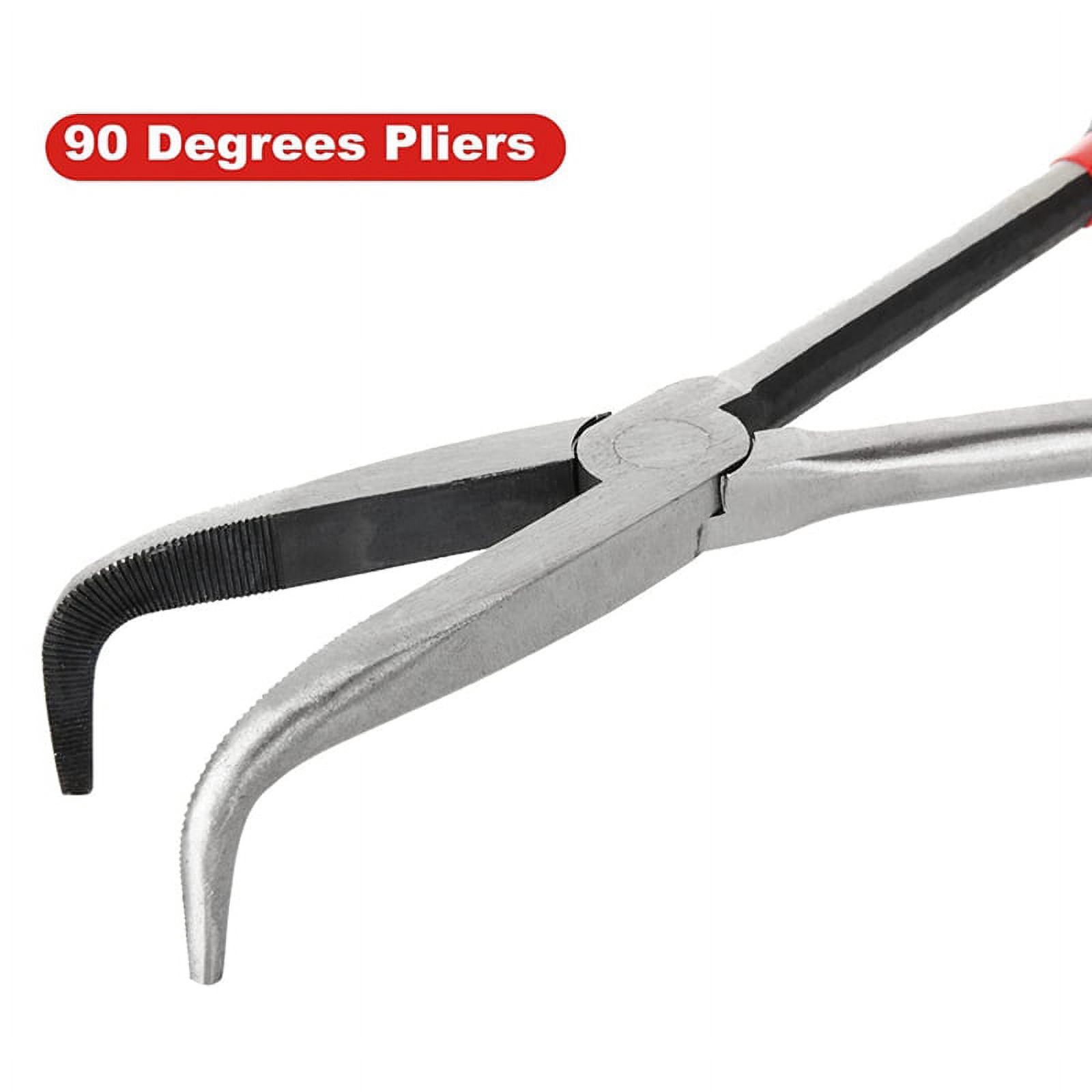 11-Inch Long Needle-Nosed Pliers Include Straight, 45-Degree, 90-Degree and O-Type Pliers