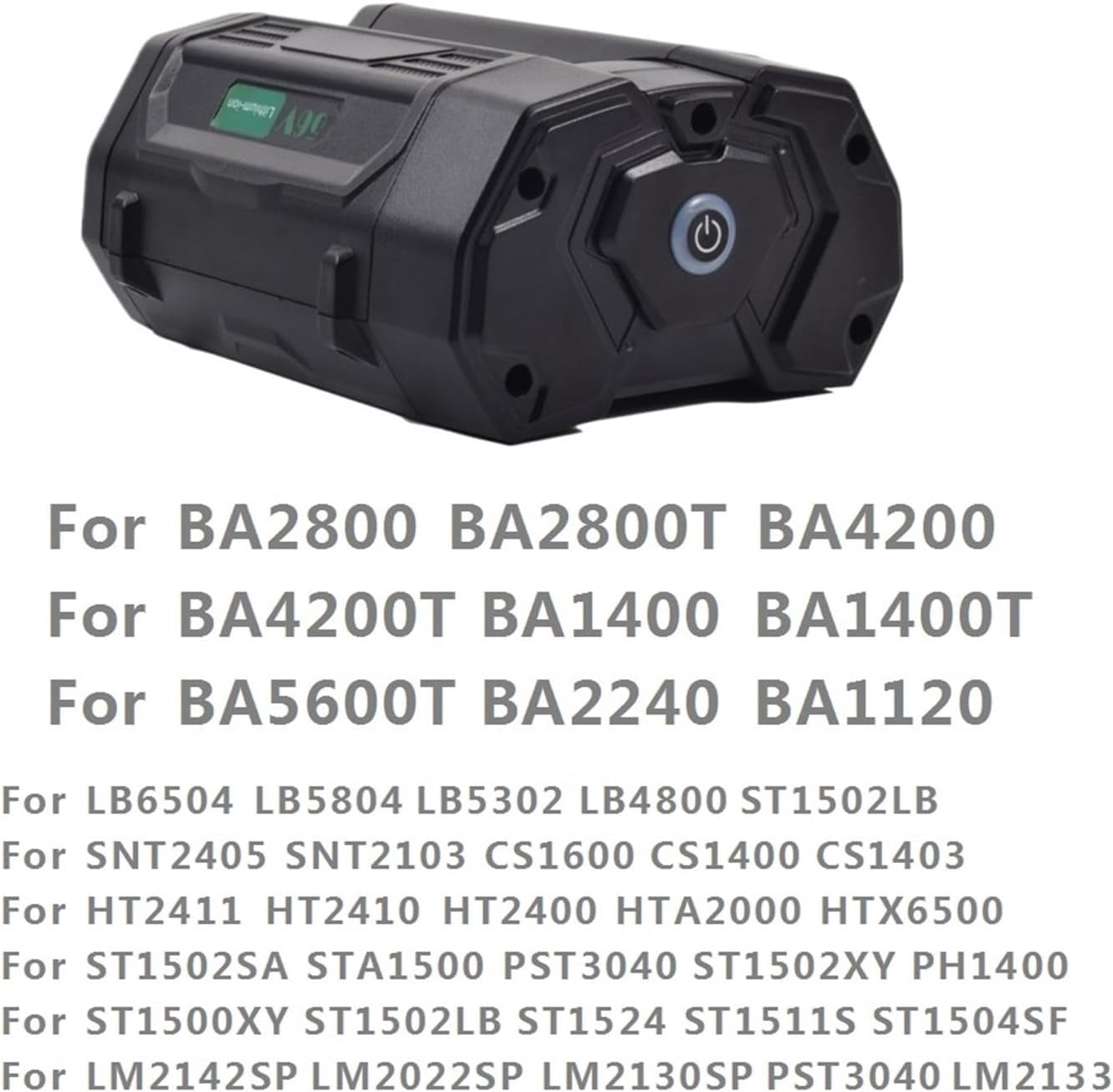 2 Packs of 56V 6000mAh BA2800 BA2800T BA4200 BA5600T BA2240 BA1120 Tool Batteries. Compaitble for EGO 56V Power Tool. Suitable for All 56V Power Tools