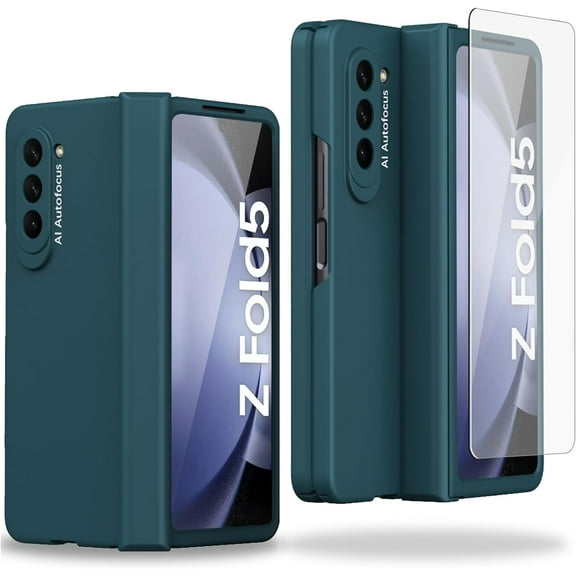 Compatible Screen Protector Case for Samsung Galaxy Z Fold 5 Phone Case Hinge Protection,Samsung Galaxy Z Fold 5 Case and Screen Protector,Samsung Fold z 5 Case Galaxy z Fold 5 Cases Men Green