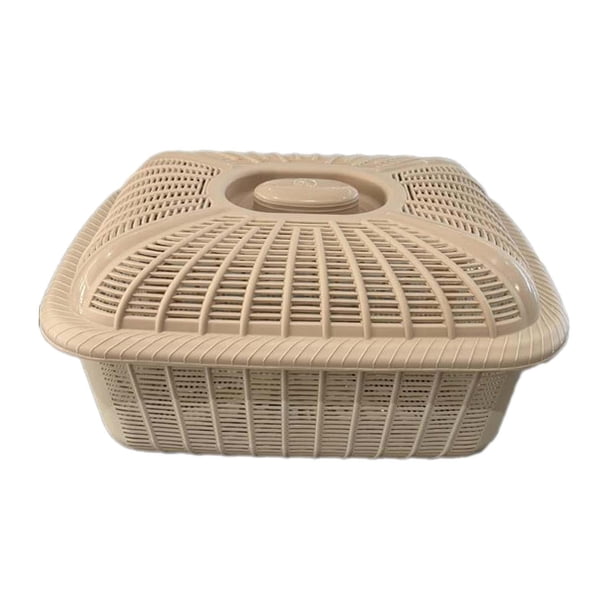 Cesta de frutas con tapa, soporte para frutas, cuenco y almacenamiento para palillos para la cocina. Caqui Grande