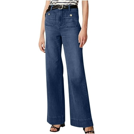 Bogo Womens High Rise Flare Jeans Long Women S Pants Petite Length Cute Pants For Women Dressy Pink Plus Size Wide Leg Trousers For Women