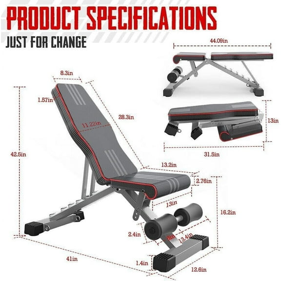 Adjustable Bench Press Weight Bench Workout Gym Home Training Full Body Workout