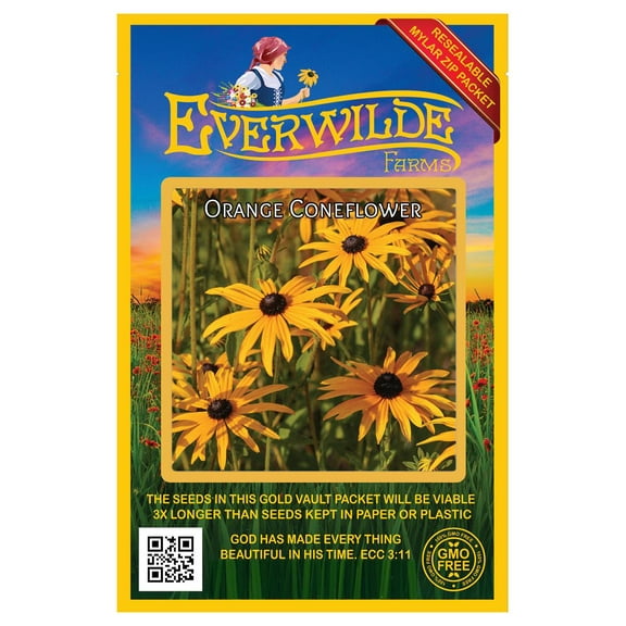 Everwilde Farms - 200 Orange Coneflower Native Wildflower Seeds - Gold Vault Seed Packet