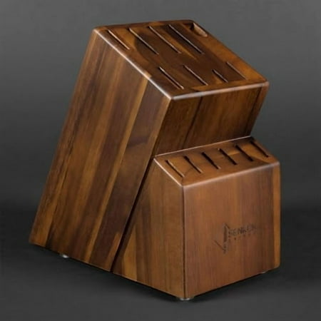 SENKEN Acacia Wood Knife Block Without Knives - For Imperial Collection - 15 Slots for Chef Knife Set Steak Knives and Kitchen Scissors - Smoothly Finished Natural Acacia Hardwood