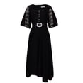 thumbnail image 5 of IROINNID Fall Dress for Women Semi Formal Evenning Party Empire Dress Solid Color Quarter Sleeved Collar Fashion Chiffon Beaded Elegant Dress,Black, 5 of 9