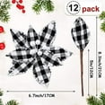 Syhood 12 Pieces Buffalo Plaid Poinsettias Christmas Tree Ornaments