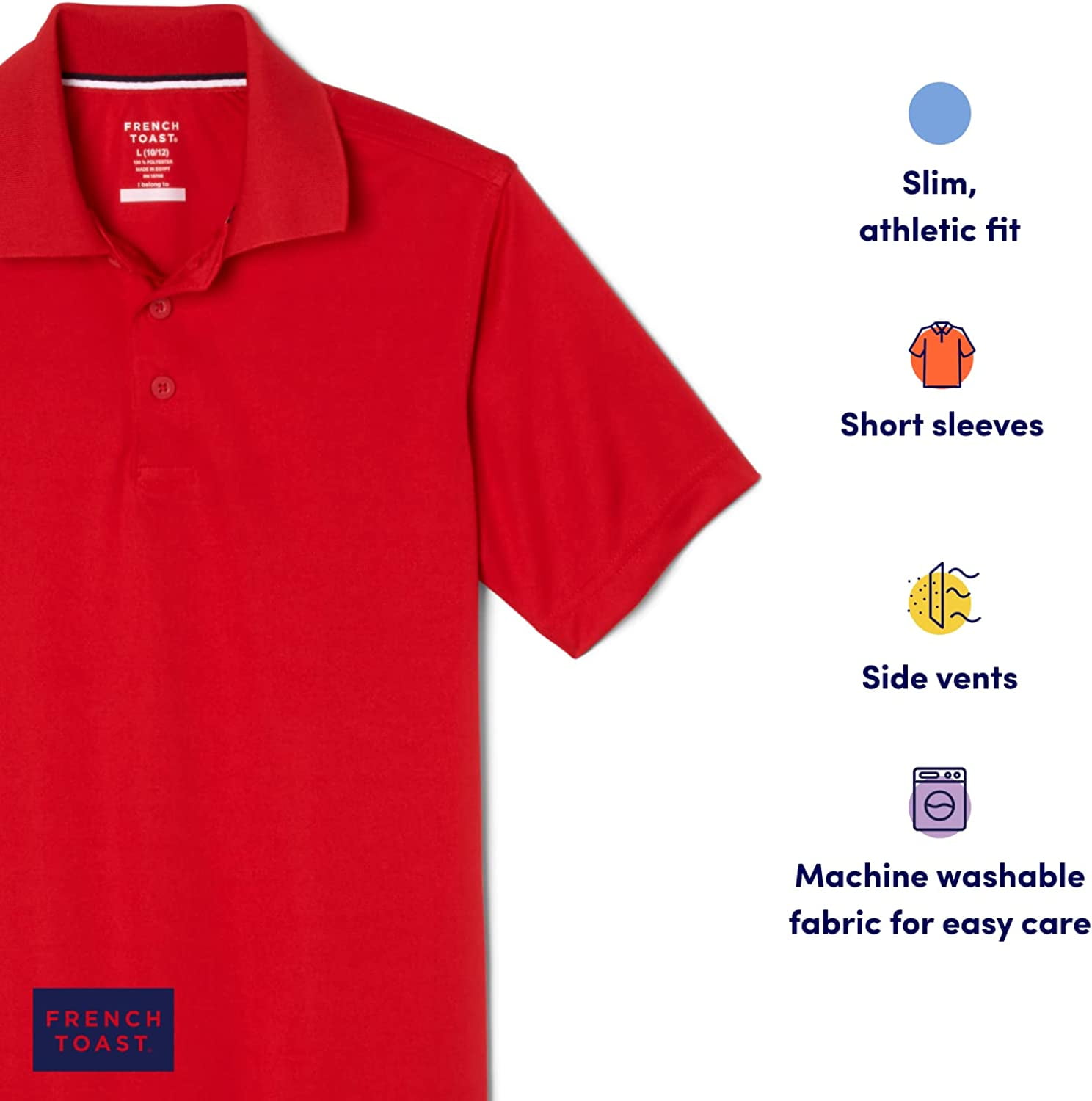 French Toast Boys 4-20 School Uniform Short Sleeve Stretch Moisture Wicking Polo Shirt