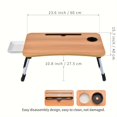 thumbnail image 4 of Mesa de cama para ordenador portátil, mesa de regazo plegable con portavasos, cajón, soporte para tableta, bandeja de cama para ordenador portátil, mesa de regazo portátil, patas plegables, 4 of 4