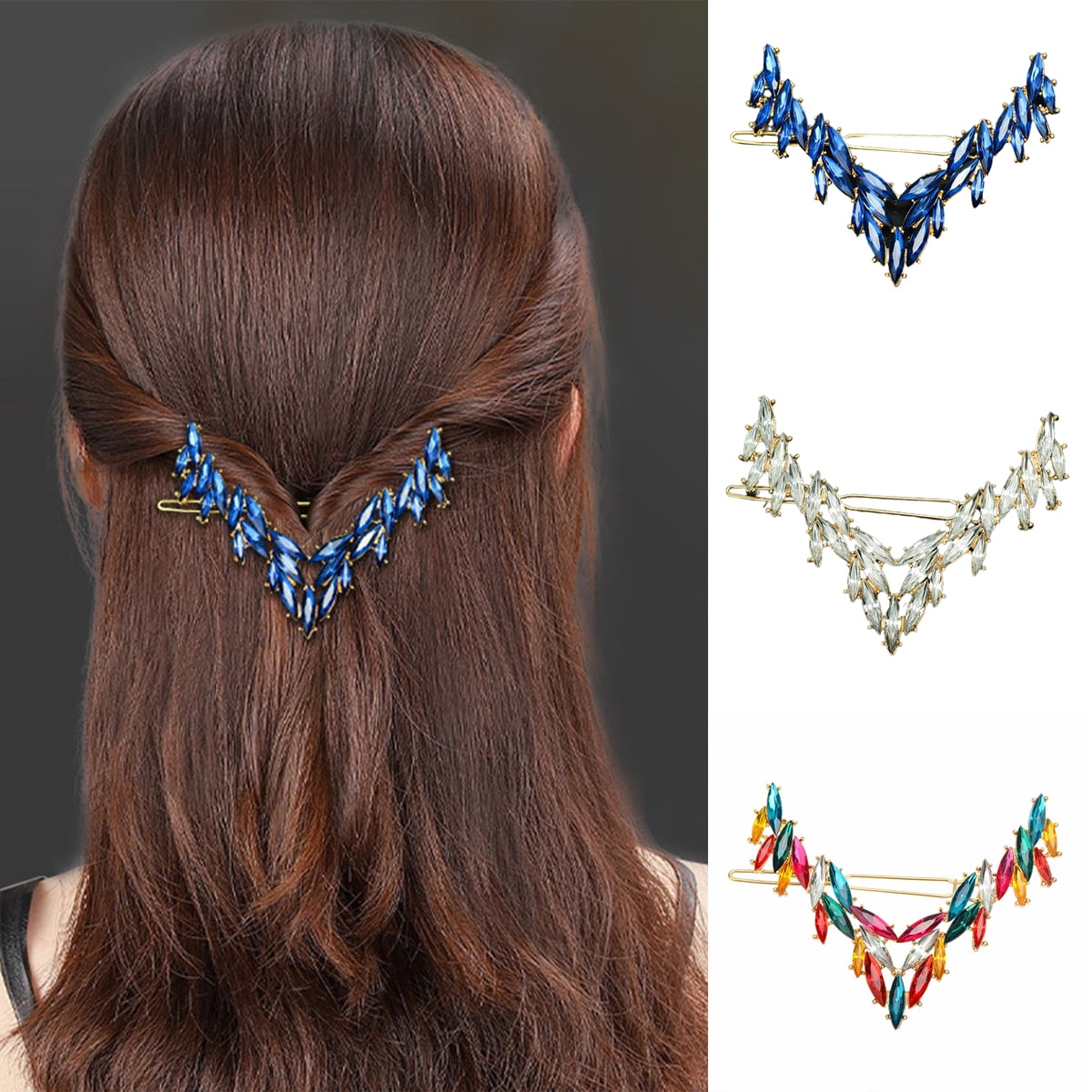 Meidiya Elegant Vshape Hair Clips for Women and Girls Fashion Sparkly