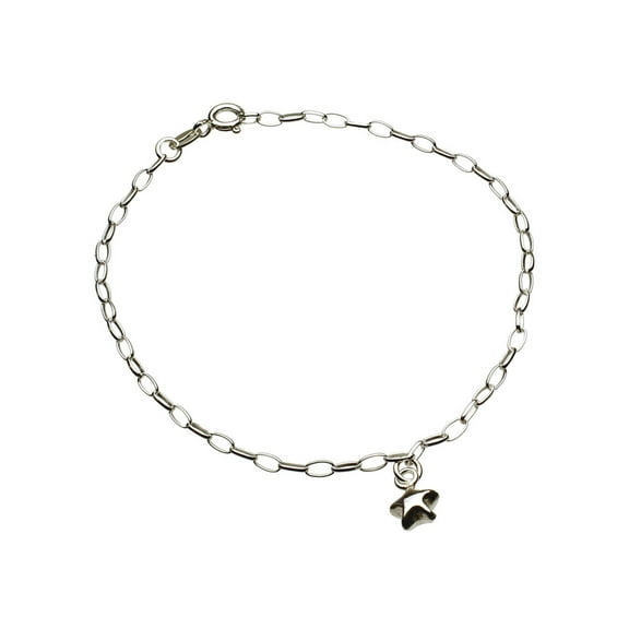 Sterling Silver Star Charm Bracelet Italy, 7.5"
