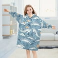 thumbnail image 5 of Dailycode Wearable Blanket Hoodie Oversized Sherpa Flannel Blankets with Pocket for 3-14 Year Old Dolphins Cloud Leaf, 5 of 7