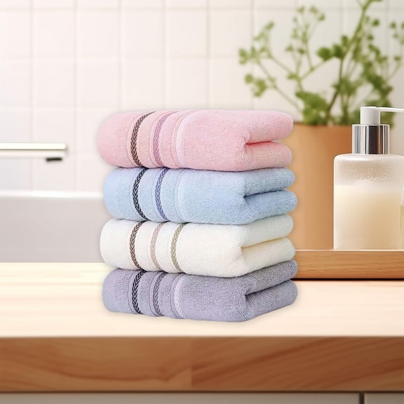 Soft Cotton Bath Towels, 4-Pack, Highly Absorbent and Fast Drying, 28.74 x 13.39 Inches, for Home, Spa, or Guest Use, in Pink, Gray, Beige, or Blue