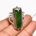 thumbnail image 2 of Green Nephrite Jade Stone 925 Sterling Silver Statement Ring Gift Jewelry for Her and Him, 2 of 5