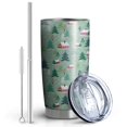 thumbnail image 2 of 20oz Tumblers Light Green Christmas Village Pattern Stainless Steel Vacuum Insulated Double Wall Travel Tumbler Cups Mug with Lid and Straw,Cleaning Brush for Cold & Hot Drinks, 2 of 7