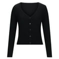 thumbnail image 7 of Zedker Women's Cardigans Sweaters Open Front Knit Cropped Sweaters Fall V Neck Long Sleeve Button Down Jacket Tops Black L, 7 of 7