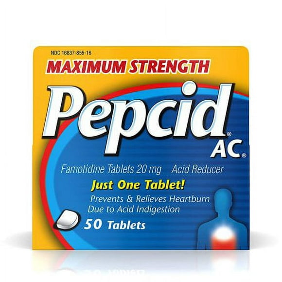 Pepcid Réducteur d'Acide AC Maximum Force - 50 Comprimés (Pack de 4)