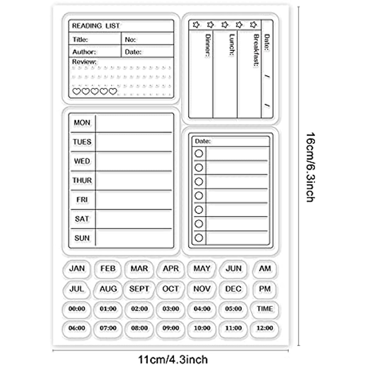 Clear Stamp Set for Monthly Planner With Weeks, Dates, and To-do