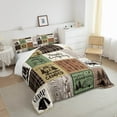 thumbnail image 4 of Erosebridal Happy Camping Comforter Set Rustic Cabin Camper Queen Bedding Sets Rv Car Accessories For Travel Trailers Patchwork Buffalo Plaid Arrow Pine Trees Down Comforter Travel Adventure Quilt, 4 of 6