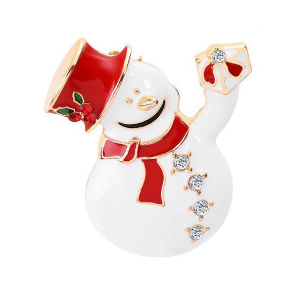 comerut Christmas Brooch Rhinestone Festive Christmas Tree Bell Wreath Snowman Shape Clothes Jewelry New Year Gift Sweater Coat Hat Decoration Clothes Pin