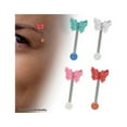 thumbnail image 1 of Butterfly Design 16G Eyebrow Jewelry Straight Barbell in 4 Different Colors, 1 of 1