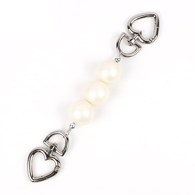 Accesorios de cadena de perlas Liso Blanco Imitación Perla Teléfono Cadena Correas San Valentín Día Decoración Regalos de cumpleaños para mujer Plata Eigraketly AP004772-03