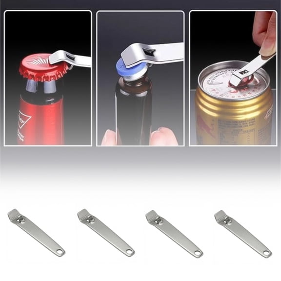 4 Pack Mini Vial Openers, Stainless Steel Oral Liquid Bottle Cap Removers, Durable & Portable Tool for Professionals and Home Use