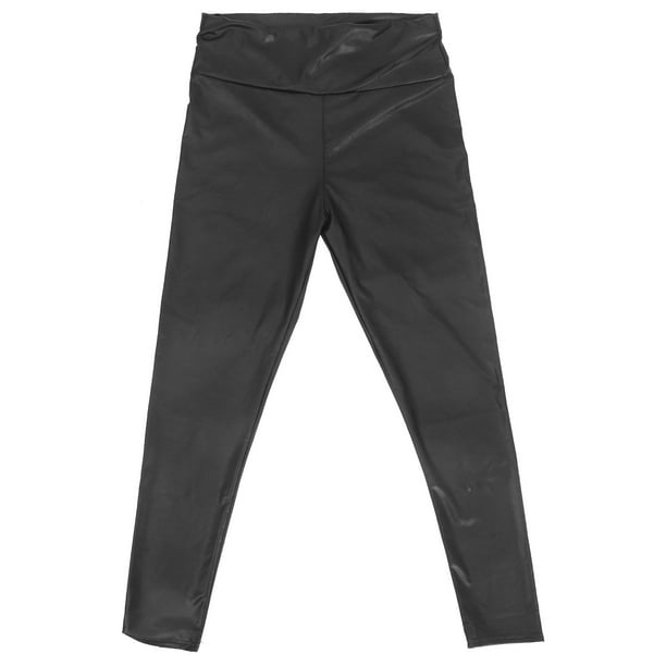 Pantalones De Cuero Pantalones De Yoga Mujeres Legging De Cintura Alta Legging De Yoga Pantalones Elásticos De Cuero De PU Pantalones Elásticos M