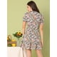 thumbnail image 5 of Vestido De Manga Abullonada Corta De Gasa Con Pajarita Floral Con Volantes Para Mujer Rosa brillante XS, 5 of 6