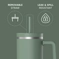 thumbnail image 3 of Hydrapeak Voyager 40 Oz Stainless Steel Tumbler with Handle, Insulated Water Bottle With Straw & Lid, Cupholder Friendly Reusable Travel Mug (Sage Leaf), 3 of 8