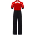 thumbnail image 2 of YiZYiF Justaucorps Complet pour Garçons Combinaison à Manches Courtes Tenue de Danse Jazz Métallique Extensible Rouge 16, 2 of 5