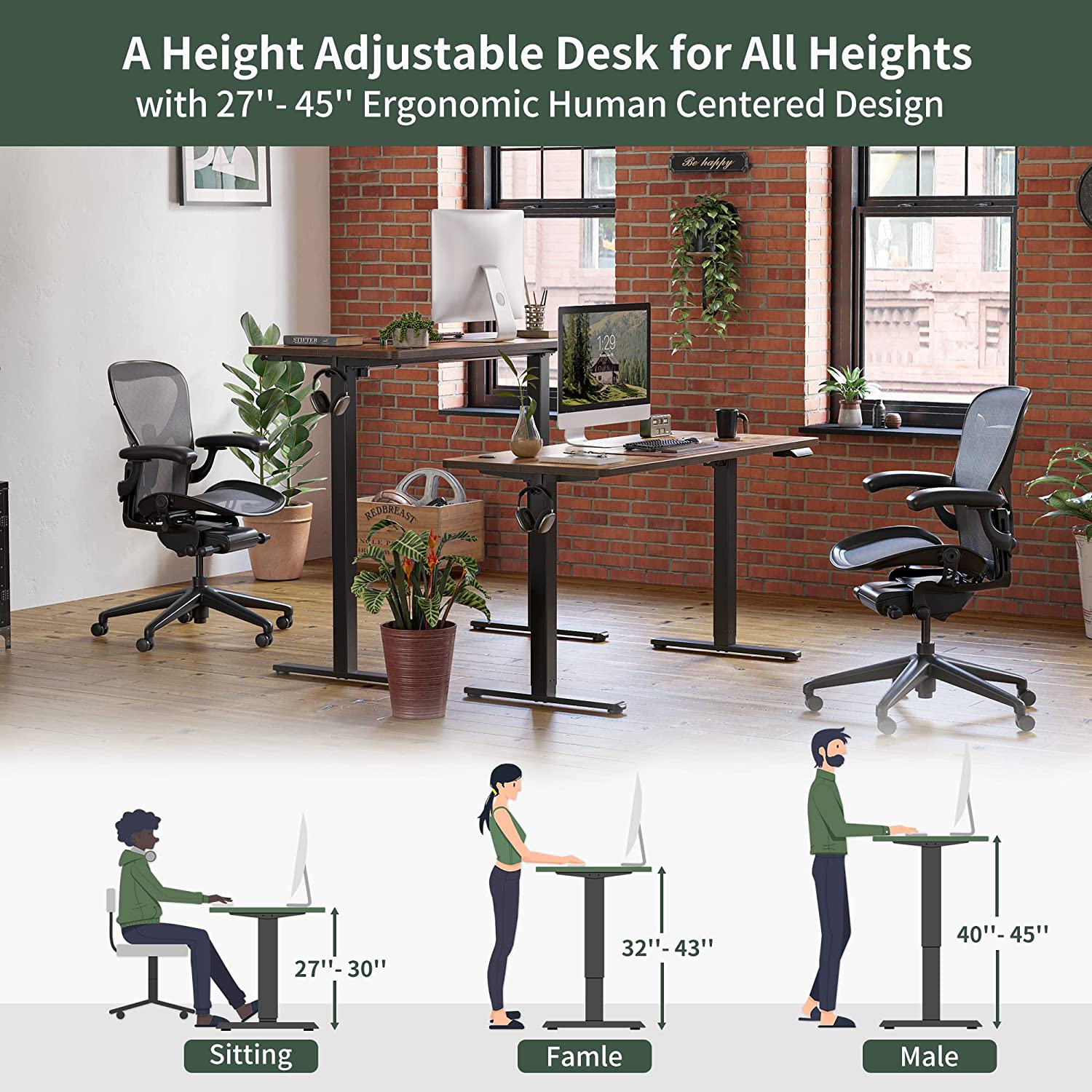 Buy FEZIBO Height Adjustable Electric Standing Desk, Computer Stand Up