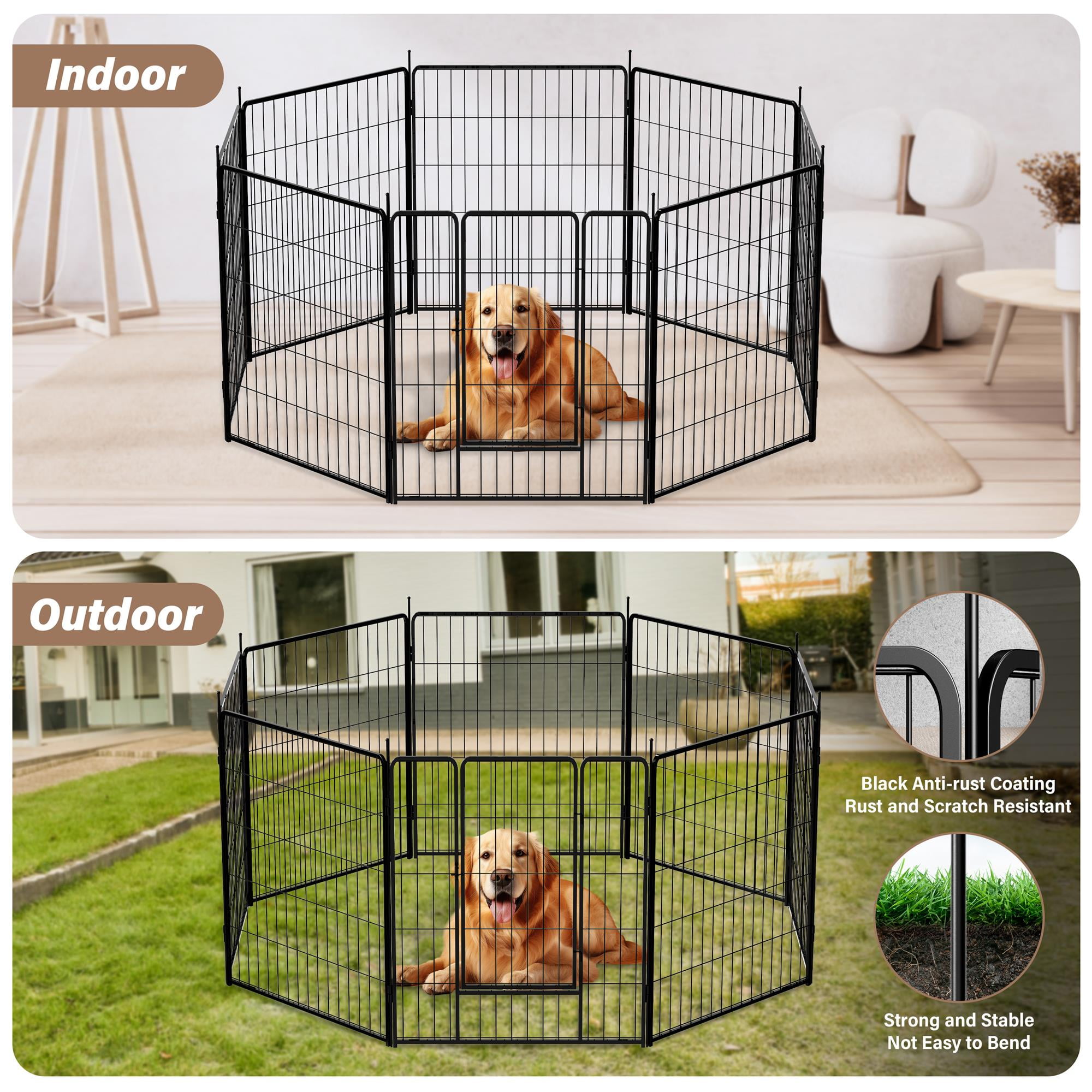 Pefilos 23" Dog Playpen Outdoor 8-Panels Dog Pen, Indoor Metal Puppy Pet Playpen for Small Dogs Run Fence / Iron Pet, Black Pefilos 23" Dog Playpen Outdoor 8-Panels Dog Pen, Indoor Metal Puppy Pet Playpen for Small Dogs Run Fence / Iron Pet, Black