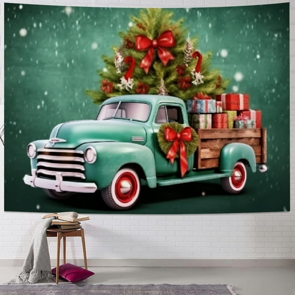 Pratyus Christmas Truck Tapestry Wall Hanging for Bedroom Living Room Dorm, High-Quality Short Plush Fabric, Multi-Functional Wall Decor, Easy to Hang, Fade-Resistant, 4 Sizes Available 40x30inch