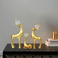 thumbnail image 1 of Estatuas de Alce de Navidad BLESIY 3 Piezas Figuras de reno 2024 conjunto de Adornos oro, 1 of 8