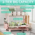 thumbnail image 2 of Multifunctional Dish Drying Rack - Rustproof, 2-Tier Dish Racks with Drainboard, Space-Saving Design, Utensil & Cup Holder for Kitchen Counter, Pink, 2 of 6