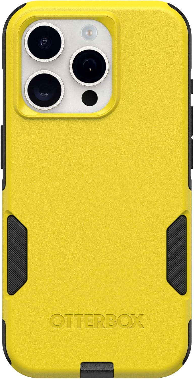 OtterBox iPhone 15 Pro (Only) - Commuter Series Case - Night (Black & Yellow) - Slim & Tough - Pocket-Friendly - with Port Protection - Non-Retail Packaging