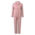 thumbnail image 5 of MVRLSH Lounge Pajama Sets for Women Plaid Print Lapel Button Long Sleeve Two Piece Loose Casual Sleep wear Summer Soft Comfortable Top Red - XXL, 5 of 6
