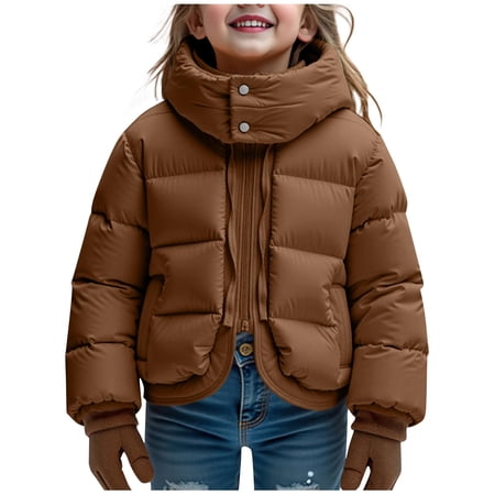 JWshufel Women s Padded Jacket Waterproof Insulated Snowboard False Two-piece Long Sleeve Hooded Outwear for Boys Girls